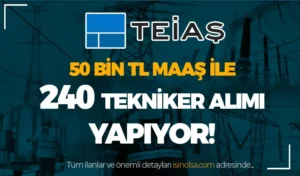 TEİAŞ 2024 Yılı 50 Bin TL Maaş İle 240 Tekniker Alımı Yapıyor!