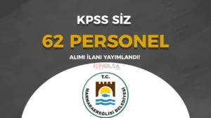 Tekirdağ Marmaraereğlisi Belediyesi 62 Personel Alacak!