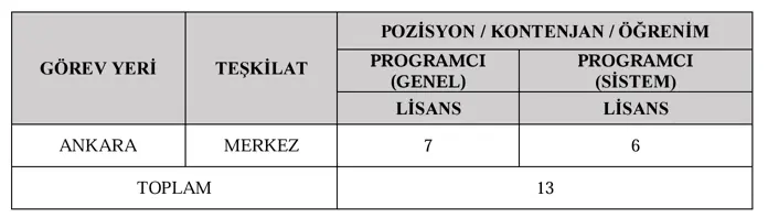 HMB Programci almi kontenjan