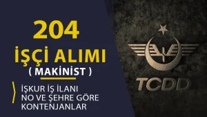 TCDD 204 İşçi ( Makinist ) Alımı İŞKUR İş İlan No