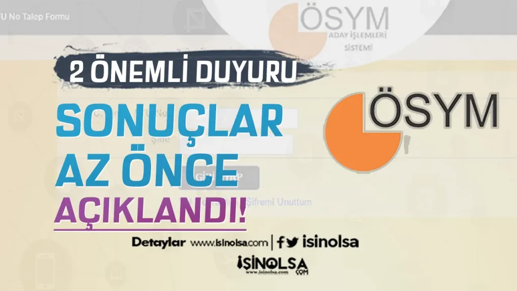 ÖSYM'den 2 Önemli Sınav Sonucu Açıklandı! ( MEB EKYS - Kaymakamlık )